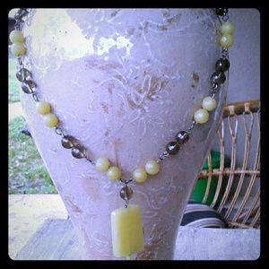 Jade like beaded necklace with charm